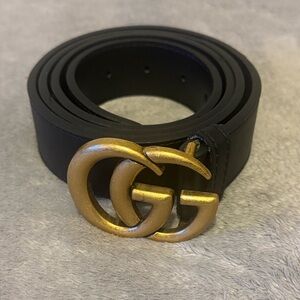 Gucci Men GG Marmont Belt Black Gold